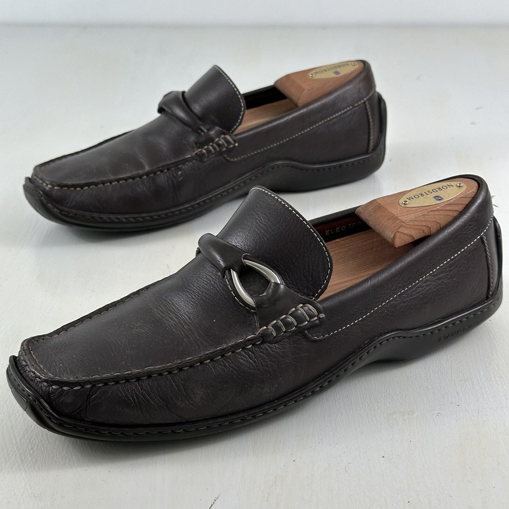Donald J Pliner Men's Leather Driving Shoes 8.5 Brown‎ Mocs Horsebit Loafers